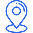 "Icone bleue représentant un marqueur de localisation."